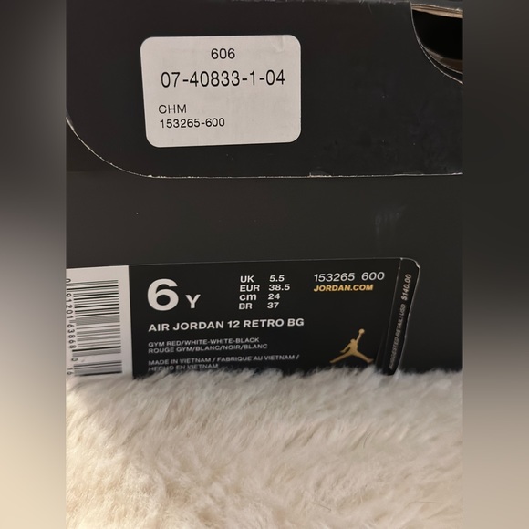 Jordan 12 gym red gs sz 6 - Picture 2 of 7